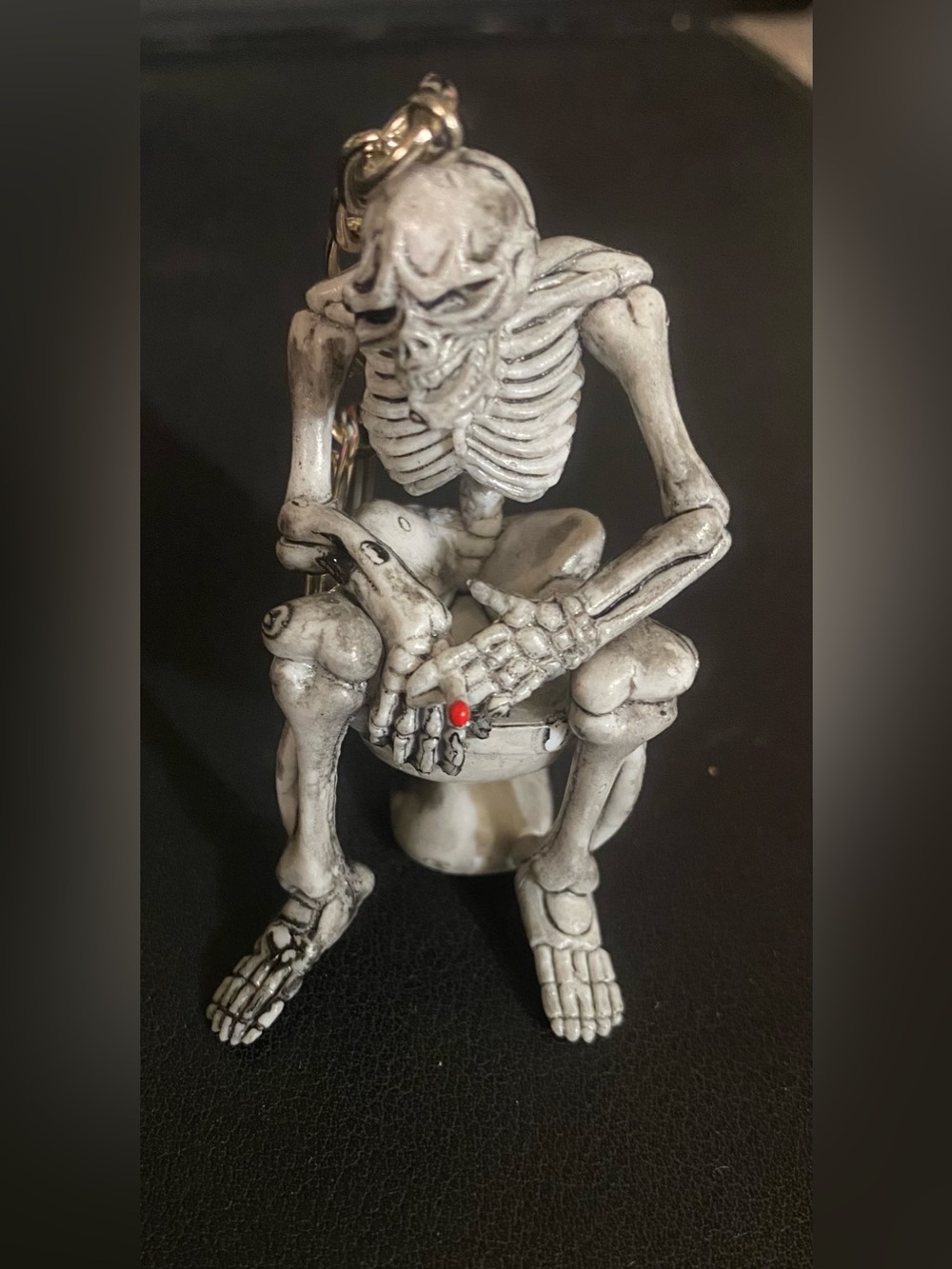 Smoking Skeleton on Toilet 🚽 Figurine Keychain